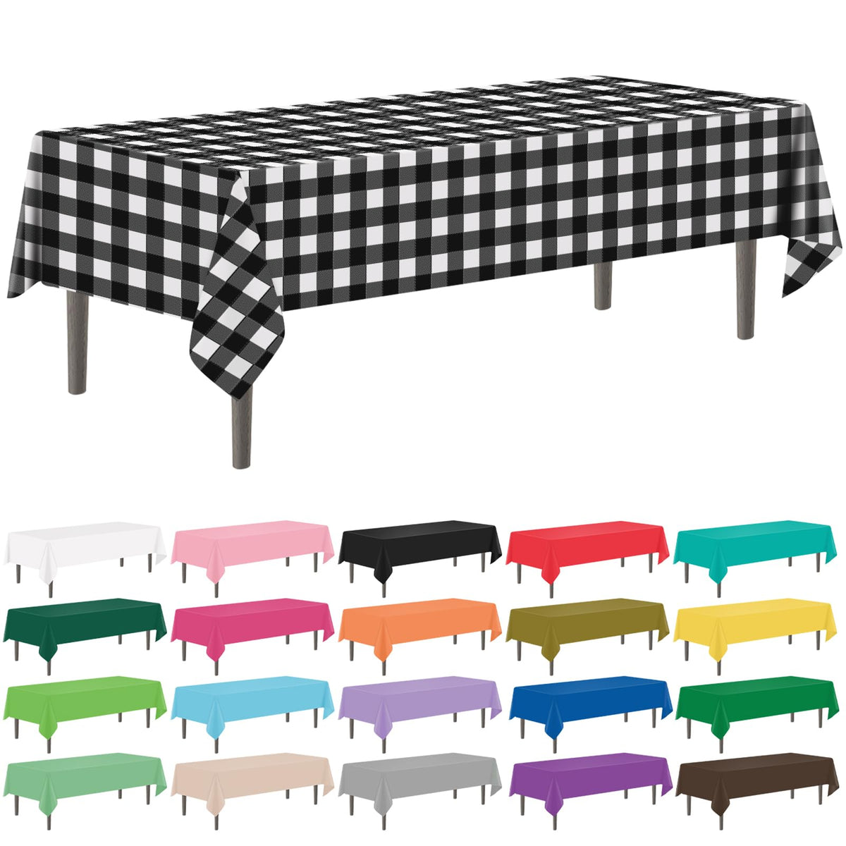 YSYJ 12 Pack Beige 54 x 108 Inch Disposable Plastic Tablecloths Rectangular Table Cloth Plastic Table Cover for Parties