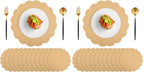 60 Pcs Light Pink Paper Placemats, 13.5 Inch Disposable Scalloped Placemat