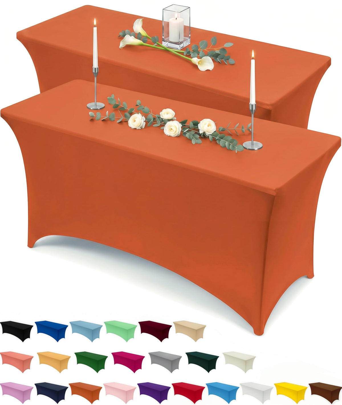 Utopia Kitchen Spandex Table Cloth 2 Pack [6FT, 72Lx30Wx30H Inch, Pink]