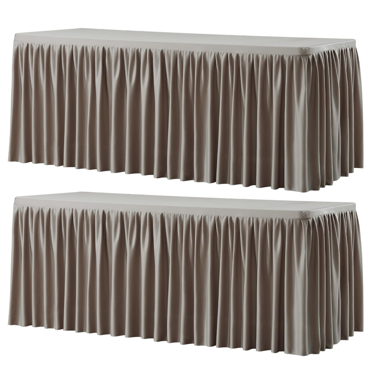 Wish Care 2 Pack Champagne Rectangle Table Clothes for 6 Foot Tables, Polyester Fitted Tablecloths 6t Stretch Table Cover for Wedding, Birthday, Parties, Trade Show, Craft Show