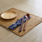 Natural Woven Rattan Rectangular Placemats Seagrass Place Mats for Dining Table, 18x12inches Set of 4