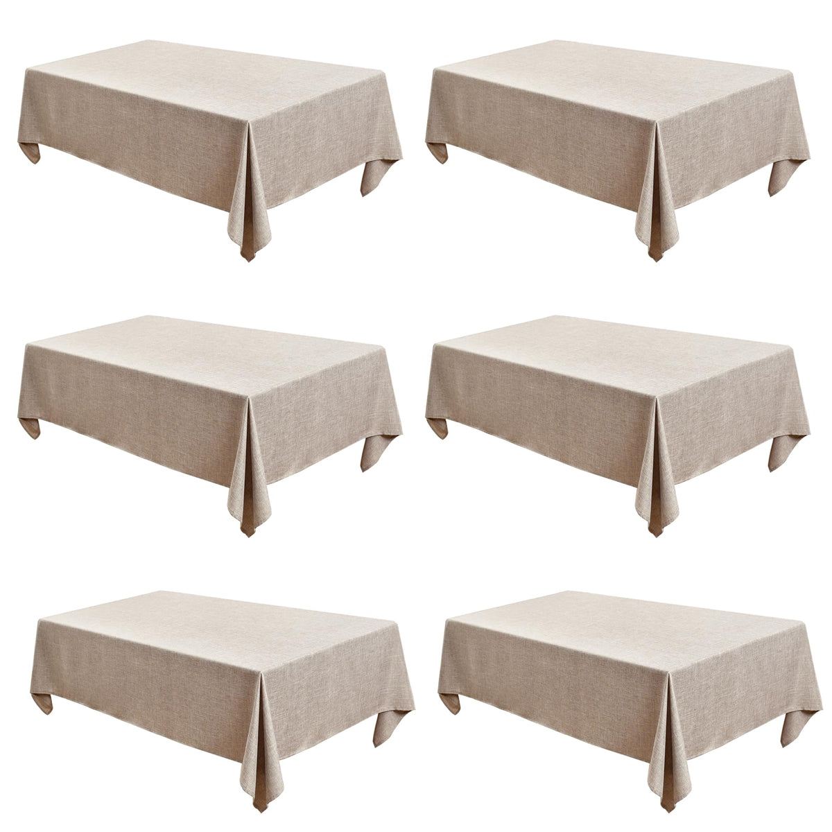 Fitable Nature Faux Linen Tablecloths Rectangle 60 x 84 Inch - 2 Pack Neutral Table Clothes for 4-6 Foot Tables, Wrinkle-Proof Faux Burlap Table Cover for Dining, Farmhouse, Outdoor Picnic, Camping