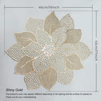 Gold Round Placemats for Dining Table Set of 6 Pressed Vinyl Metallic