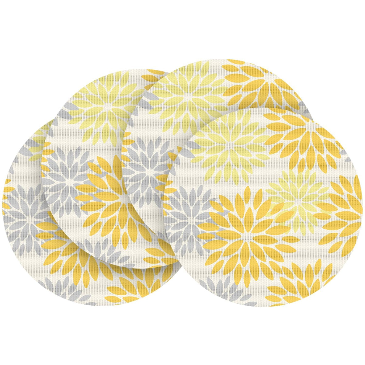 Artoid Mode Floral Vinyl Placemats Set of 4, Heat Resistant Washable Non-Slip Plastic PVC Place Mats for Party Kitchen Dining Decor, Blue Grey