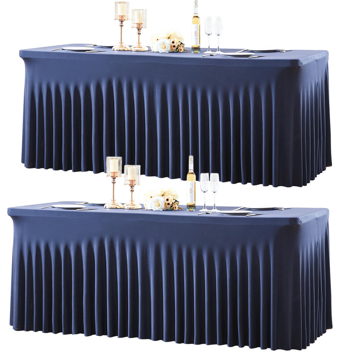 gogoparti 2 Pack Spandex Beige Fitted Table Cloth for 6ft Rectangle Tables Beige Stretch Tablecloth Table Covers Skirt Banquet Wrinkle Free Tablecloths for Parties Wedding