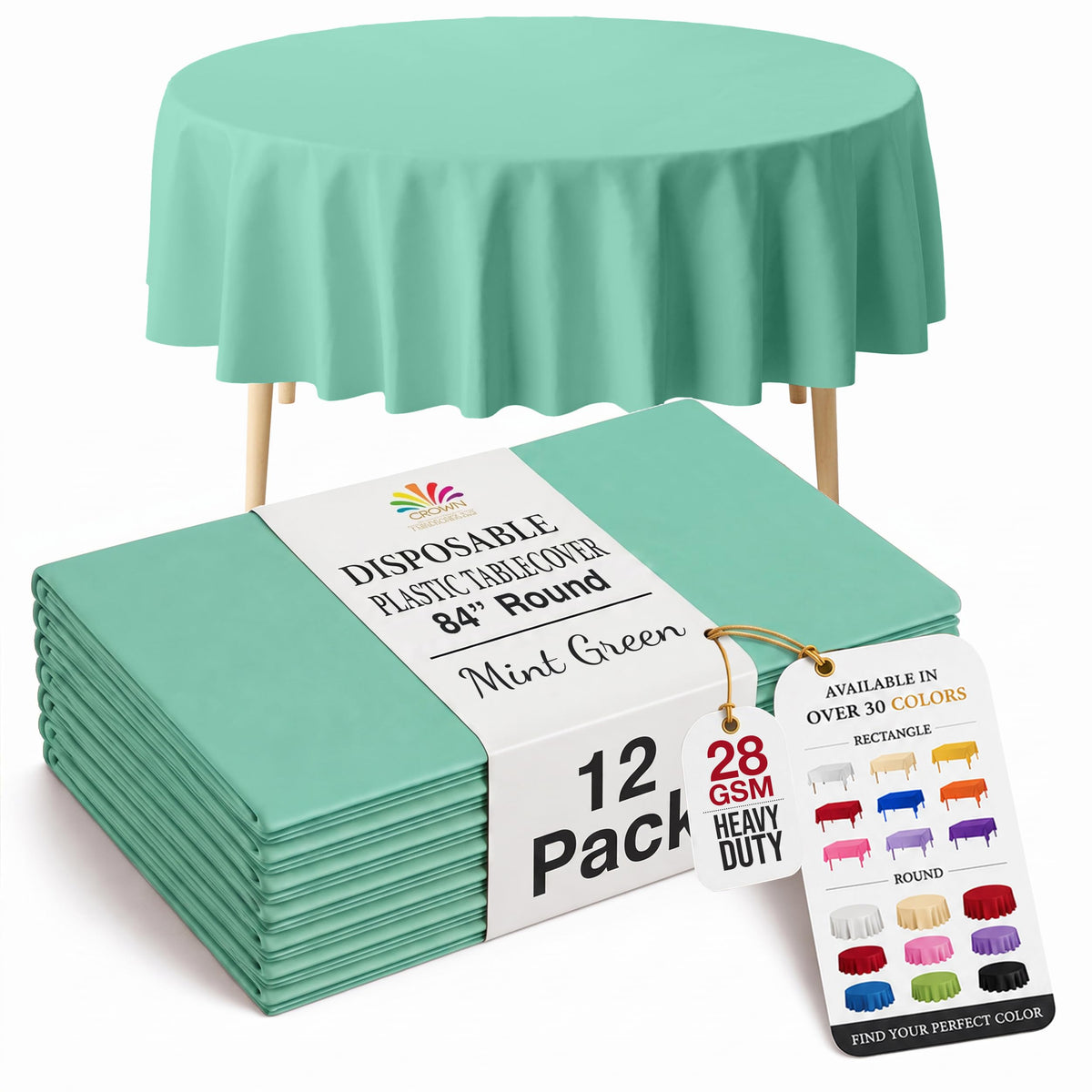 Exquisite Ivory Plastic Table Cloth Disposable 12 Pack, 54 x 108 Inch