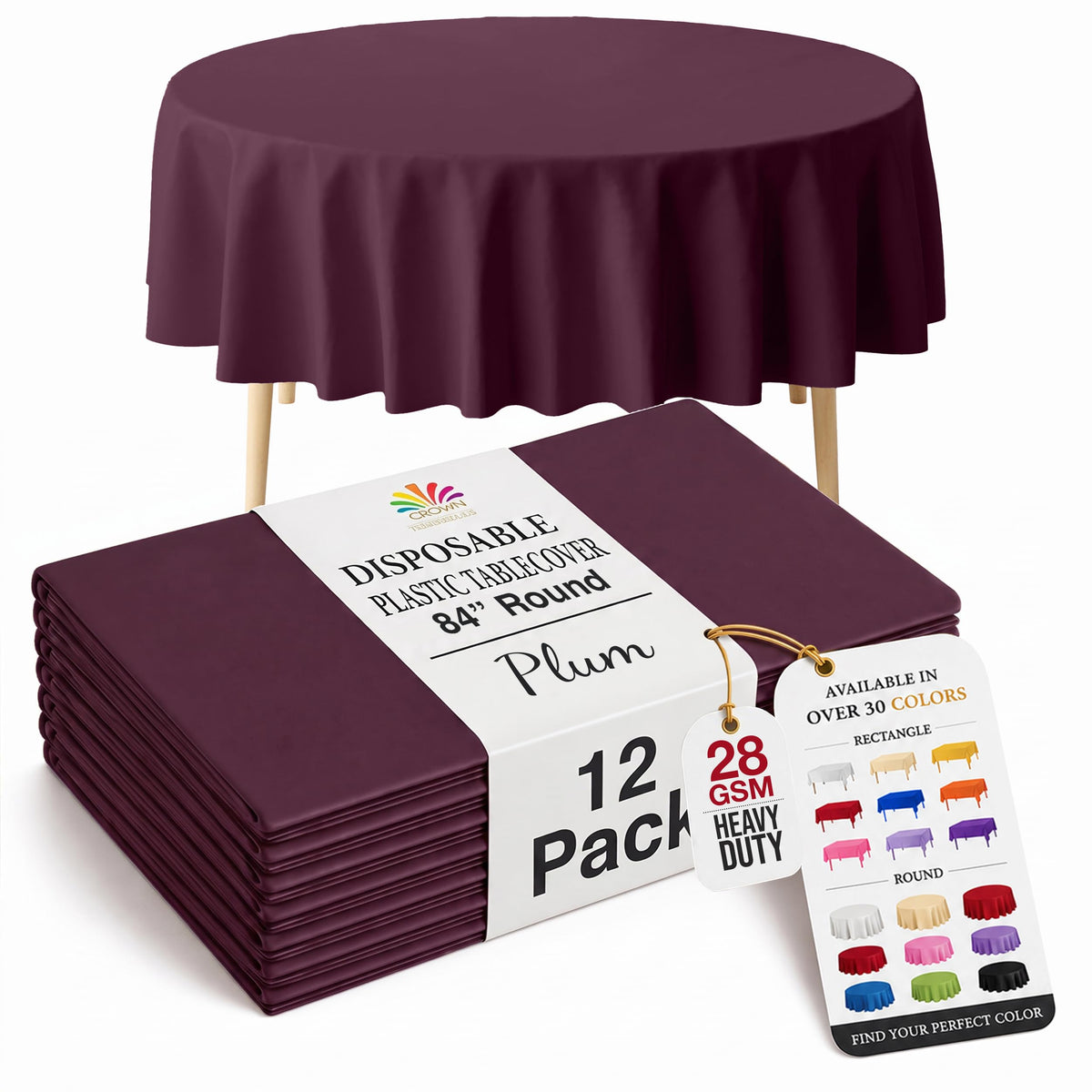Exquisite Ivory Plastic Table Cloth Disposable 12 Pack, 54 x 108 Inch