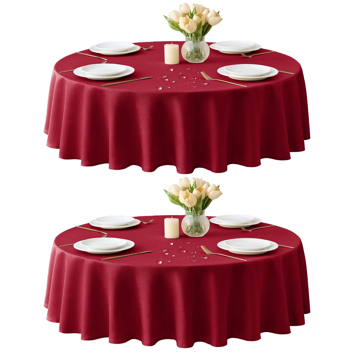 Fall Tablecloths Rectangular 6ft, Slub Texture, Waterproof, 2-Pack