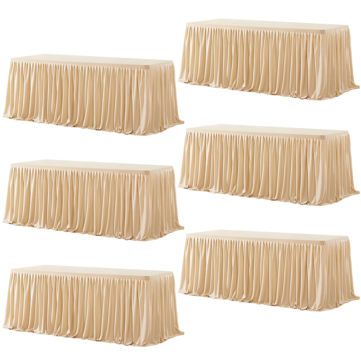 Wish Care 2 Pack Champagne Rectangle Table Clothes for 6 Foot Tables, Polyester Fitted Tablecloths 6t Stretch Table Cover for Wedding, Birthday, Parties, Trade Show, Craft Show