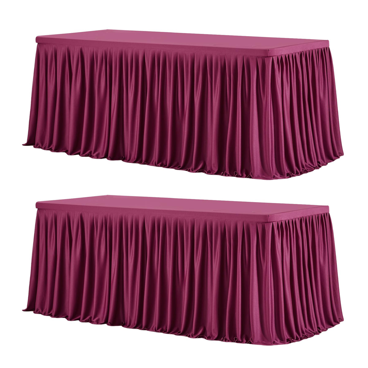 Wish Care 2 Pack Champagne Rectangle Table Clothes for 6 Foot Tables, Polyester Fitted Tablecloths 6t Stretch Table Cover for Wedding, Birthday, Parties, Trade Show, Craft Show