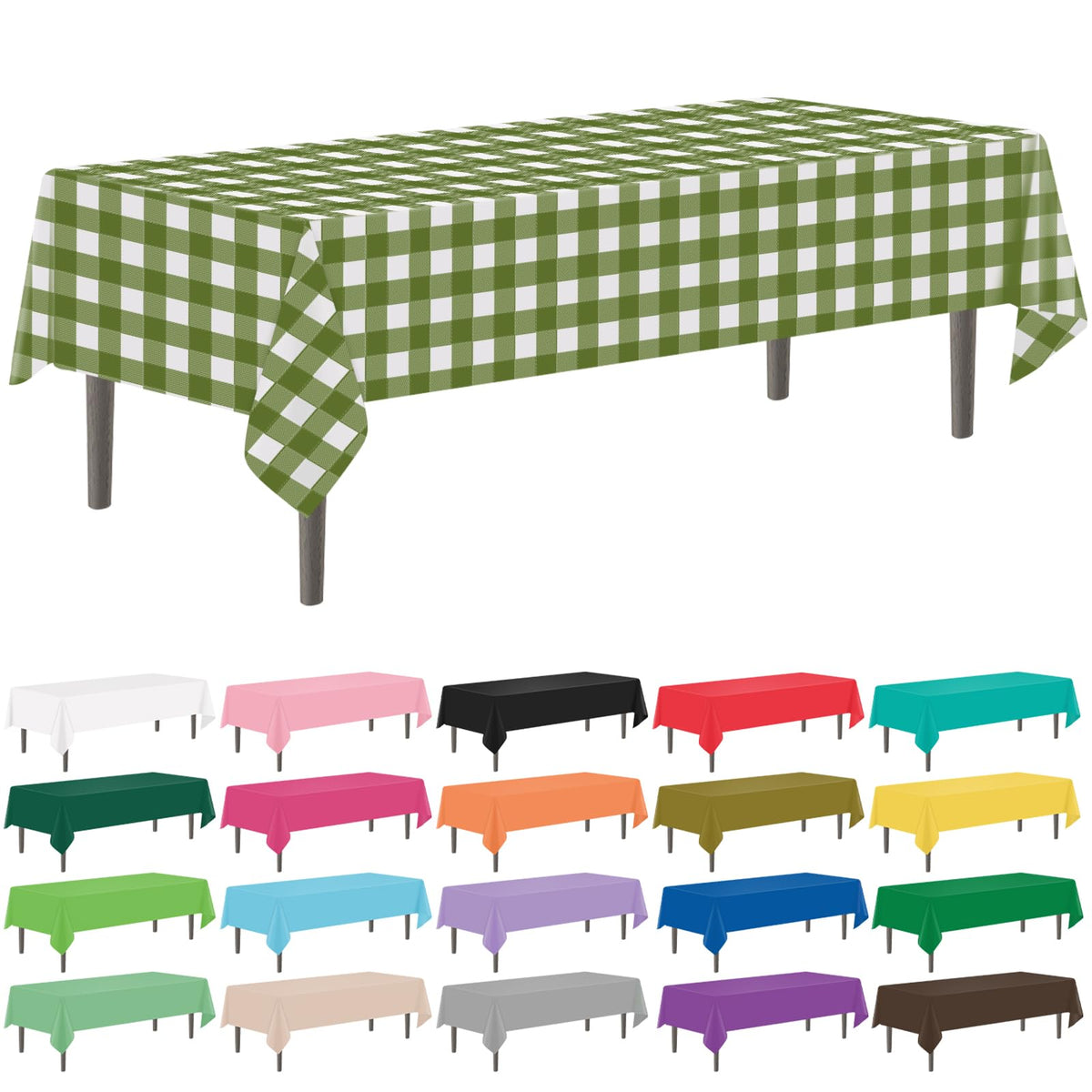 YSYJ 12 Pack Beige 54 x 108 Inch Disposable Plastic Tablecloths Rectangular Table Cloth Plastic Table Cover for Parties
