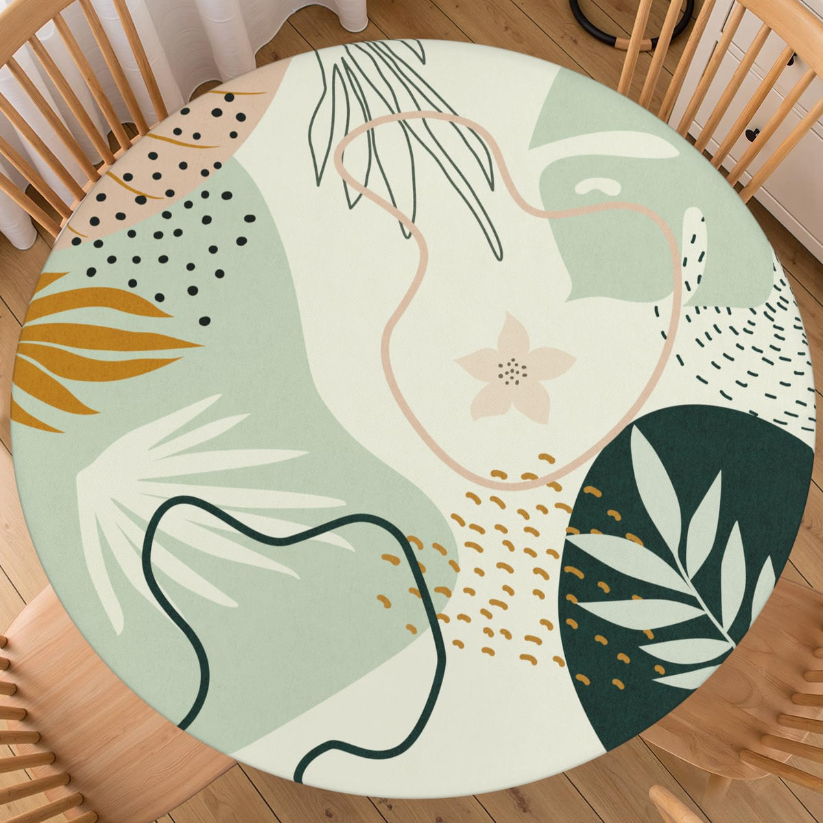 Fall Maple Leaves Round Fitted Tablecloth 40-44 inch, Autumn Leaf Berry Thanksgiving Table Cloth Elastic Edge,Vintage Farmhouse Table Cover Waterproof Washable, Picnic Camping Dining Party Decor