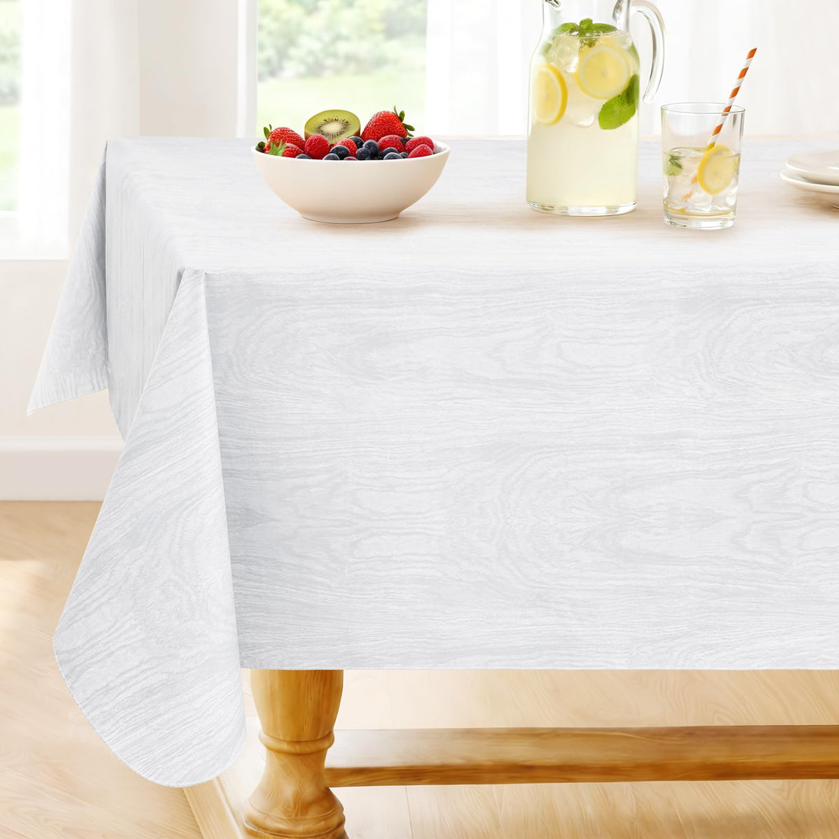 Smiry Fall Rectangle Table Cloth, Waterproof Vinyl Tablecloth with Flannel Backing, Wipeable Autumn Pumpkin Plastic Tablecloths for Harvest and Thanksgiving Parties, (Orange, 60"x84")