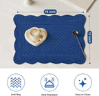 6 PC Quilted Placemats, 18"X13"Extra Large Cotton Placemats Set of 6, 100% Cotton Fabric Washable Cloth Table Mats for Kitchen & Dining Table - Soft &Easy Clean(Sapphire Blue, Rectangular)