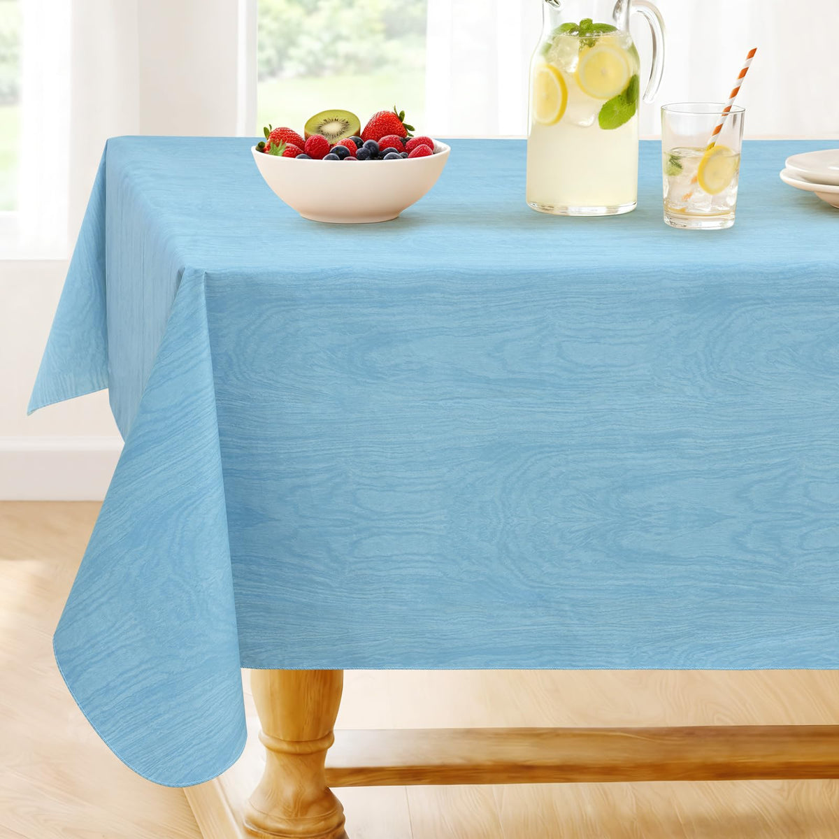 Smiry Fall Rectangle Table Cloth, Waterproof Vinyl Tablecloth with Flannel Backing, Wipeable Autumn Pumpkin Plastic Tablecloths for Harvest and Thanksgiving Parties, (Orange, 60"x84")