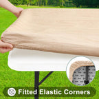 Smiry Rectangle Table Cloth, Waterproof Plastic Table Cover for 5FT Tables