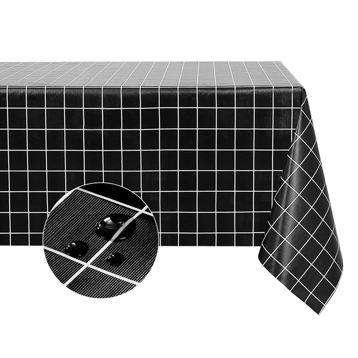 Romanstile Rectangle Vinyl Tablecloth, 100% Waterproof Oil-Proof Checkered Plastic Table Cloth, Heavy Duty Wipeable Table Covers for Dining, Camping, Picnic, Outdoor - 54 x 78 Inch, Grey