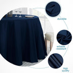 VidaFete Tablecloth 10 Pack 120inch Round Table Cloth Polyester, Navy Blue