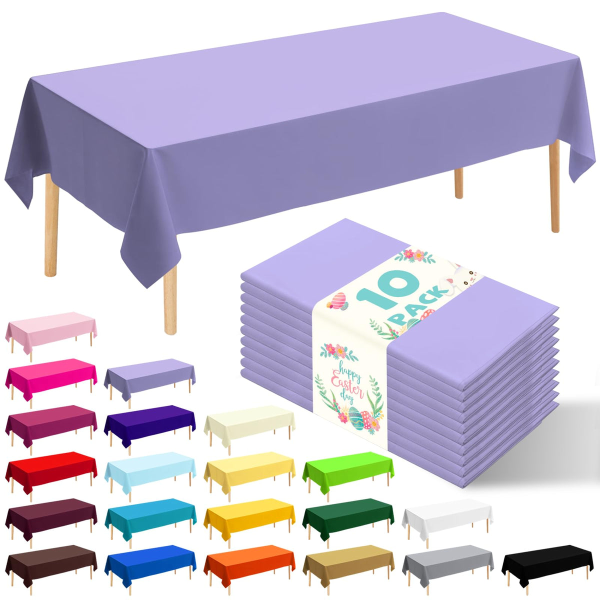 10 Pack Silver Grey Plastic Tablecloth 54x108 Inch Disposable Waterproof Rectangle Table Cover for Party Birthday Wedding Picnic Outdoor