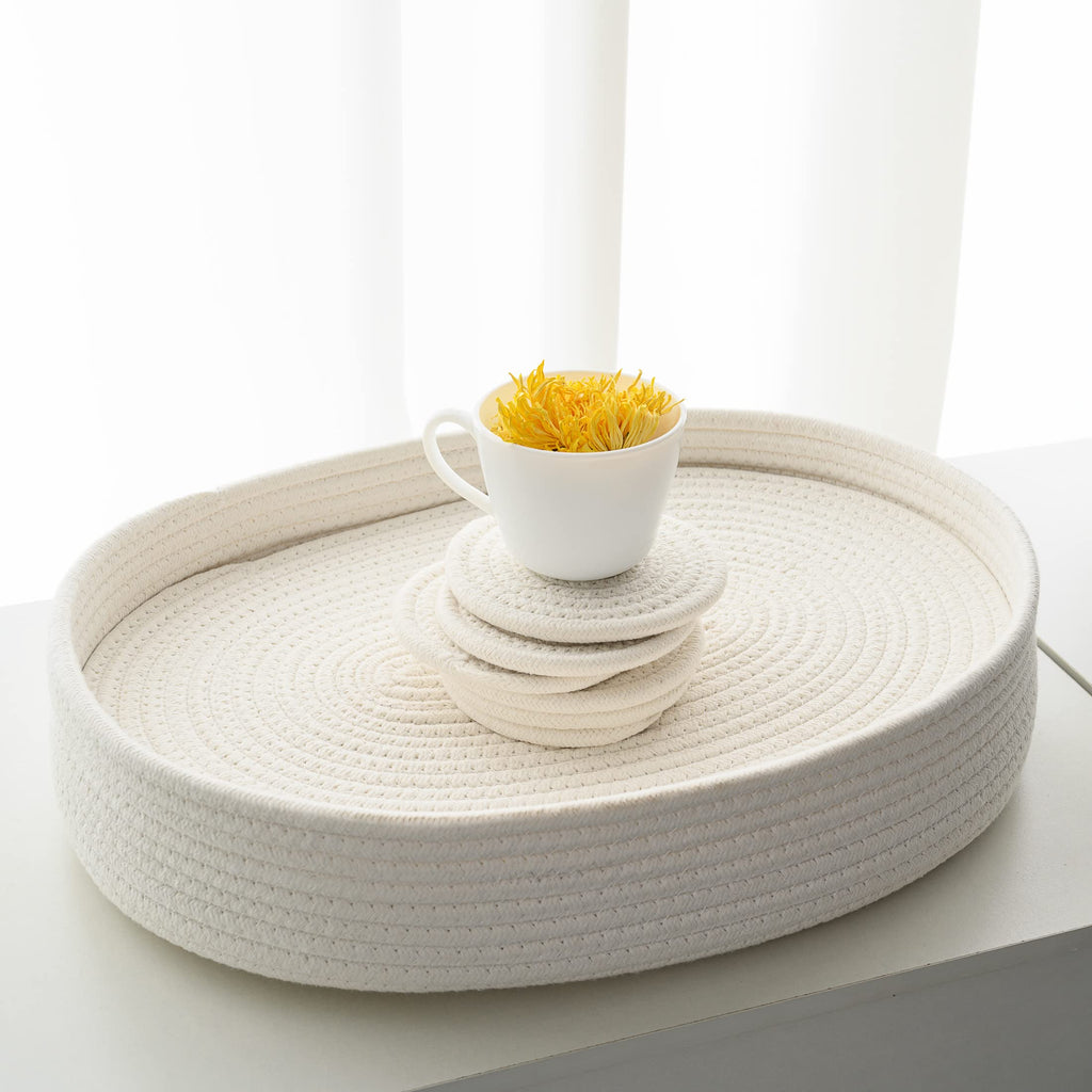 Oval Cotton Rope Placemat Set (7, Taupe Mix)