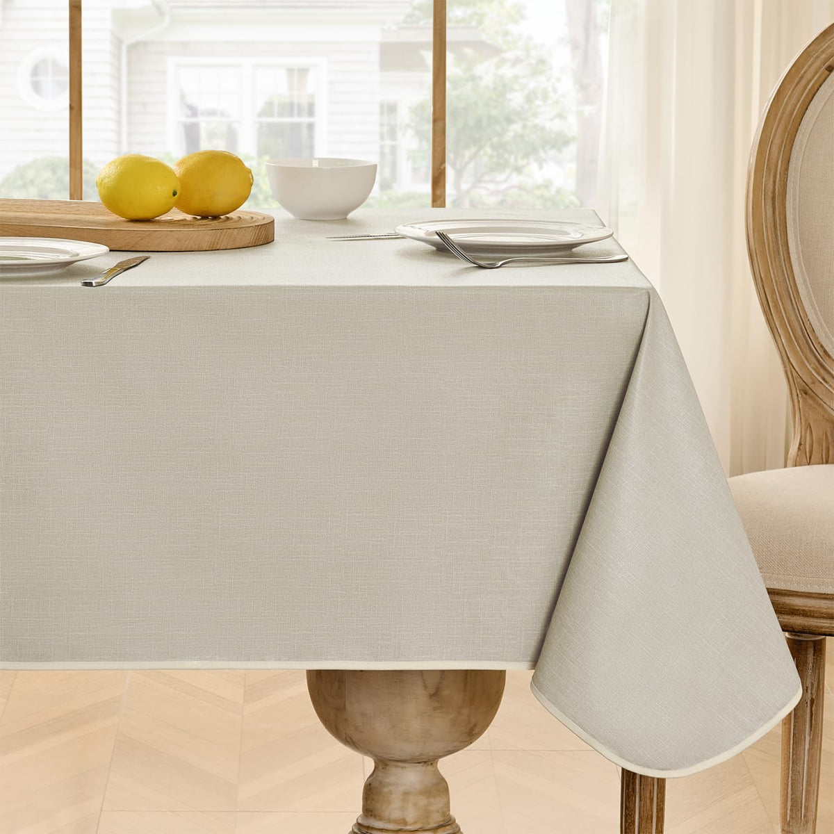 Softalker Outdoor Vinyl Edge Tablecloth Rectangle, 54 x 78 Inch, Sage