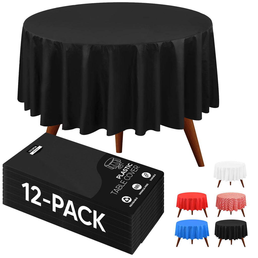 Utopia Kitchen Plastic Table Cloth Disposable [White, 12 Pack]