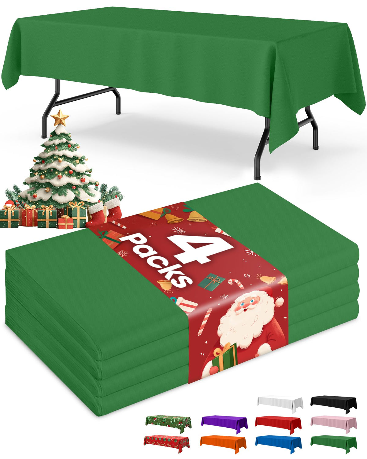 Niuara Ivory Plastic Table Cloth Disposable, 4 Pack, 54 x 108 in