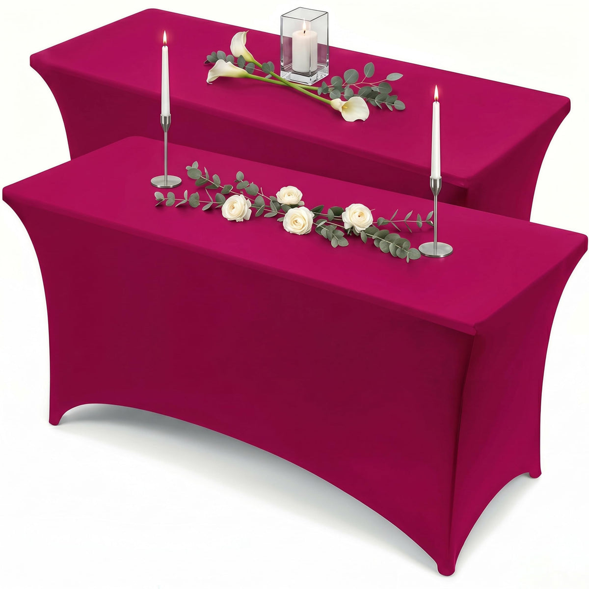 Utopia Kitchen Spandex Table Cloth 2 Pack [6FT, 72Lx30Wx30H Inch, Pink]