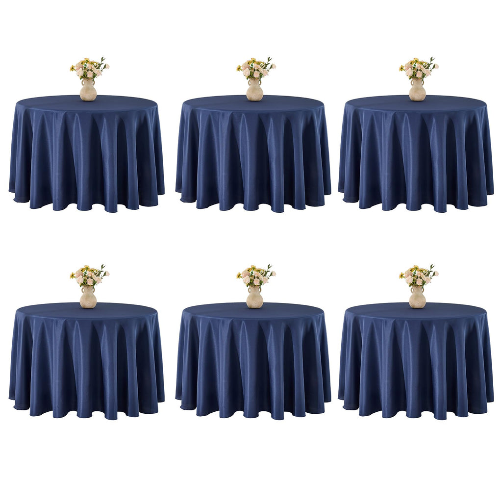 VidaFete Tablecloth 10 Pack 120inch Round Table Cloth Polyester, Navy Blue