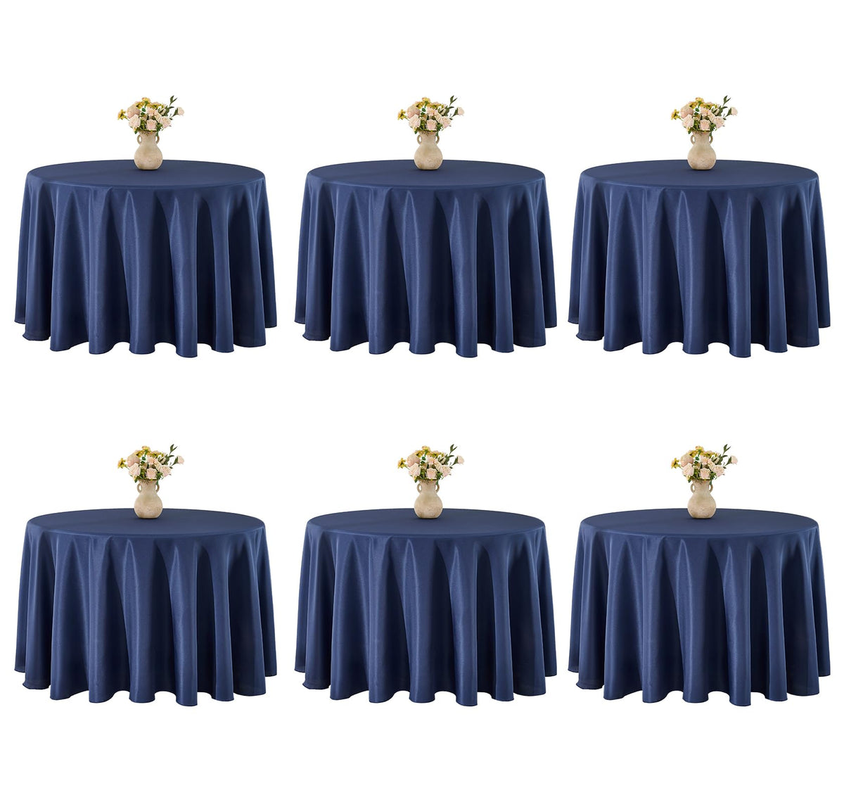VidaFete Tablecloth 10 Pack 120inch Round Table Cloth Polyester, Navy Blue