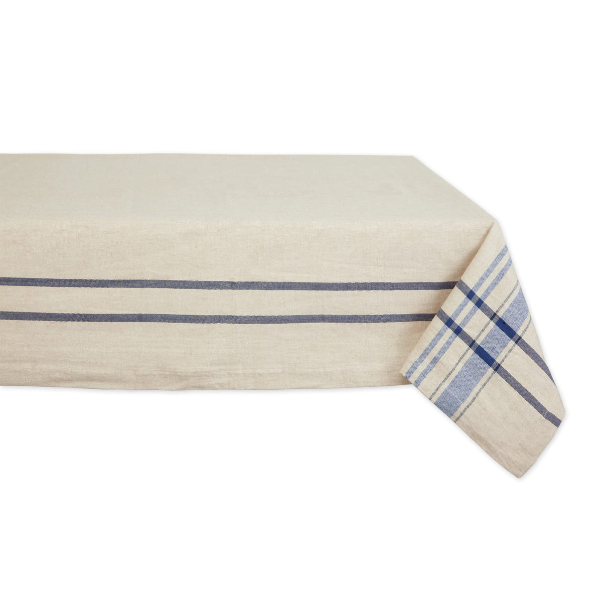DII French Stripe Tabletop Collection Farmhouse Style Dining Table Linen Tablecloth, 60x84, Blue Chambray