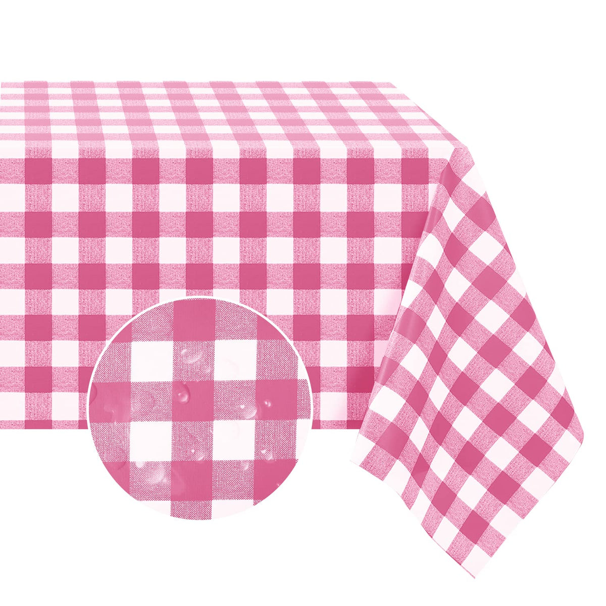 Romanstile Rectangle Vinyl Tablecloth, 100% Waterproof Buffalo Gingham Plastic Table Cloth, Heavy Duty Wipeable Checkered Table Covers for Outdoor, Camping, Picnic, Patio - 54 x 78, Red and White