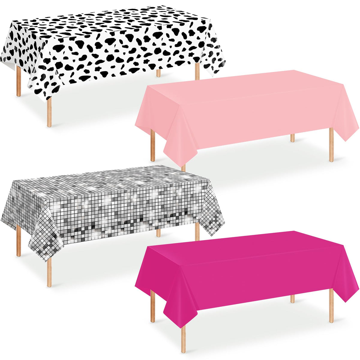 12 Pack Hawaiian Plastic Tablecloth for Rectangle Tables, Pink Green Yellow Tropical Disposable Table Cover, Luau Rectangle Table Cloth for Summer Flamingo Birthday Picnic Party Supplies Decorations