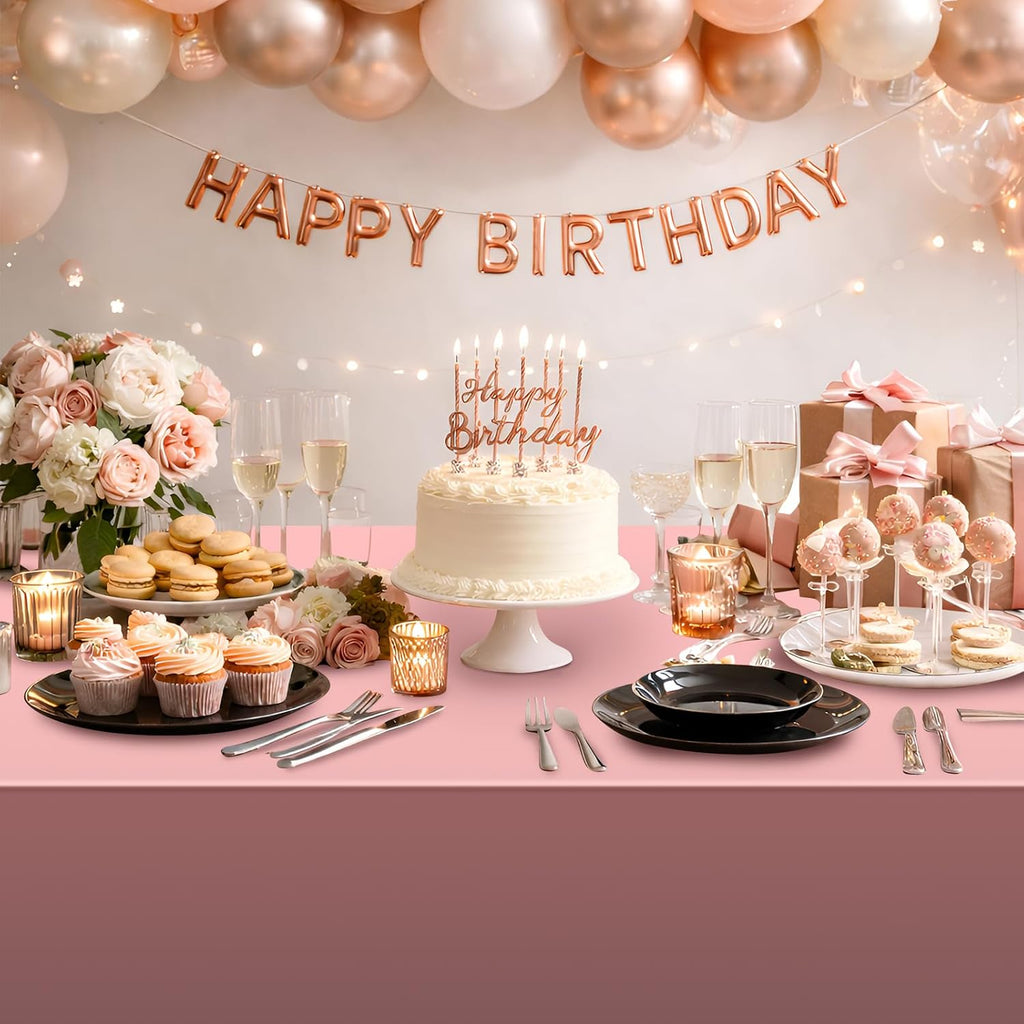 3 Pack Rose Gold Plastic Tablecloth, Dusty Pink Disposable Rectangle Table Covers, Holographic Metallic Foil Tablecloth Rose Party Supplies Decorations for Birthday Wedding Bachelorette, 54x108Inch