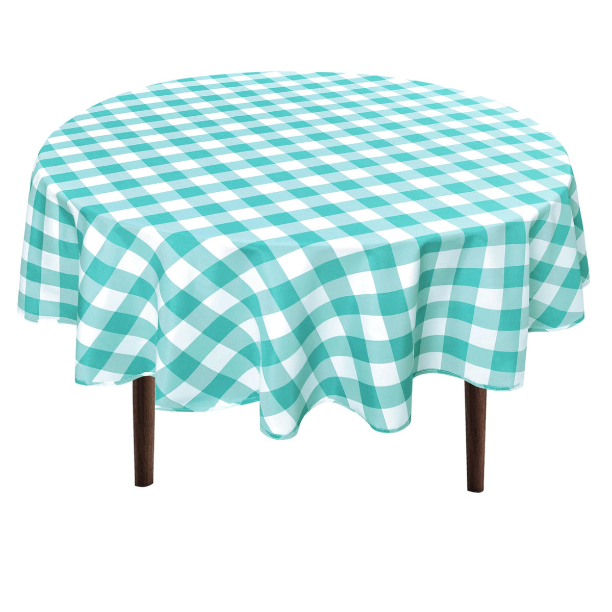 Hiasan Checkered Round Tablecloth 60 Inch Waterproof, Red and White