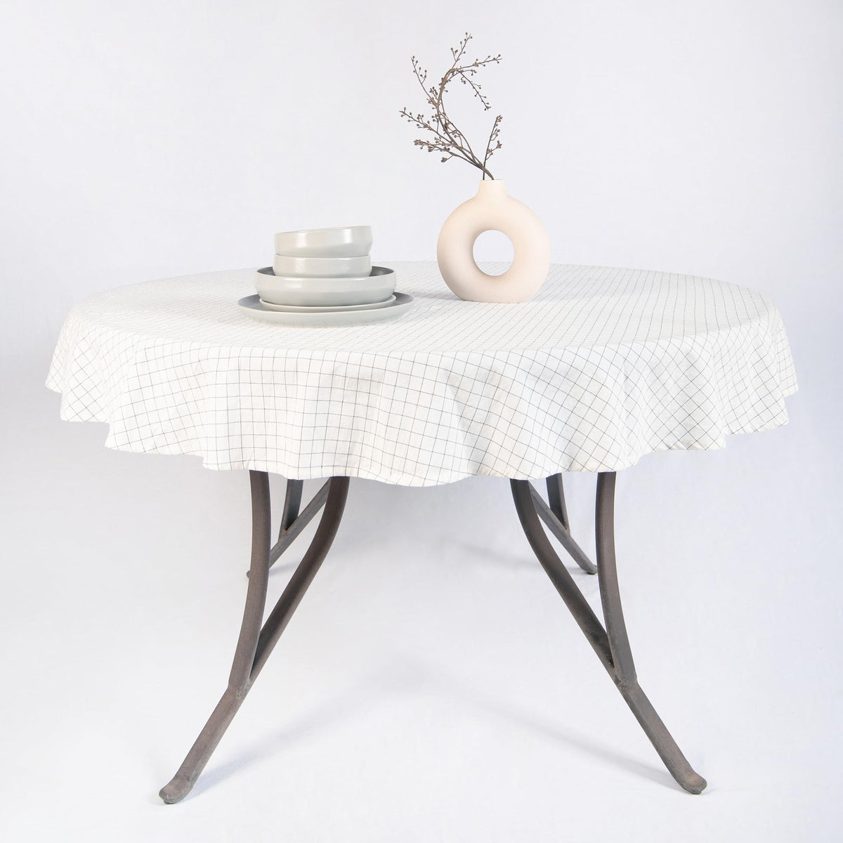 MONDAY MOOSE Gingham Checkered Farmhouse Rustic Picnic Style Decoration Rectangle Natural Stonewashed Cotton Tablecloth for Kitchen, Dining Room, Restaurant (60x102 inch, Beige)