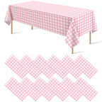 12Pack Sage Green Plastic Checkered Tablecloth, Premium Decorative Disposable Sage Green Gingham Plaid Table Cloths for Parties, Rectangle Party Table Cover for Picnic Birthday Wedding, 54x108 Inch