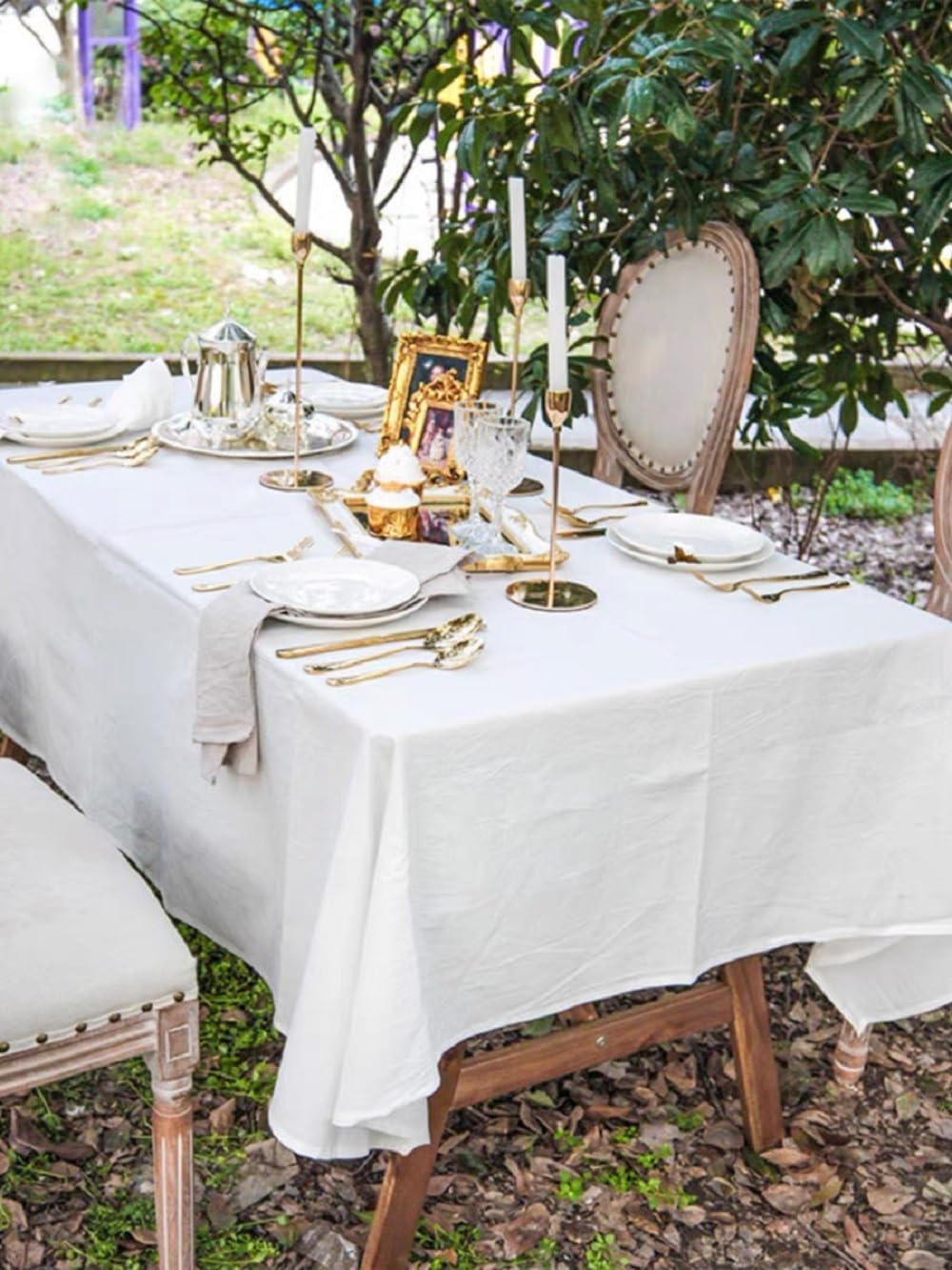 Cotton Tablecloth,100% Cotton Fabric Table Cloth,Off White,55 x 70 inch