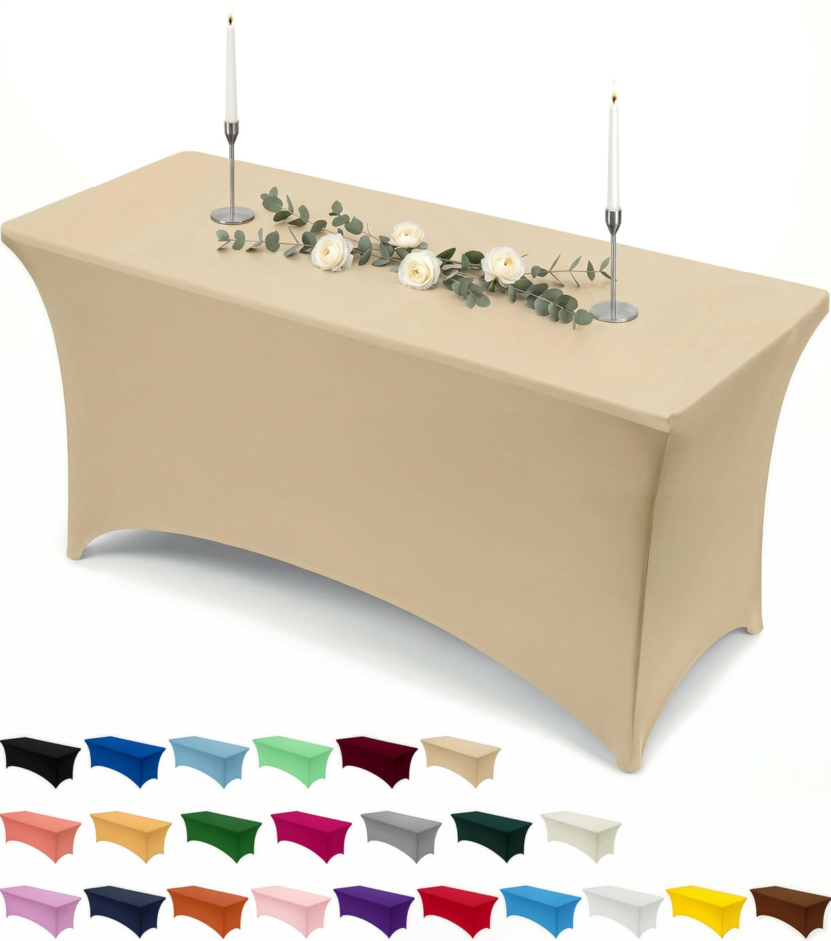 Utopia Kitchen Spandex Table Cloth 2 Pack [6FT, 72Lx30Wx30H Inch, Pink]
