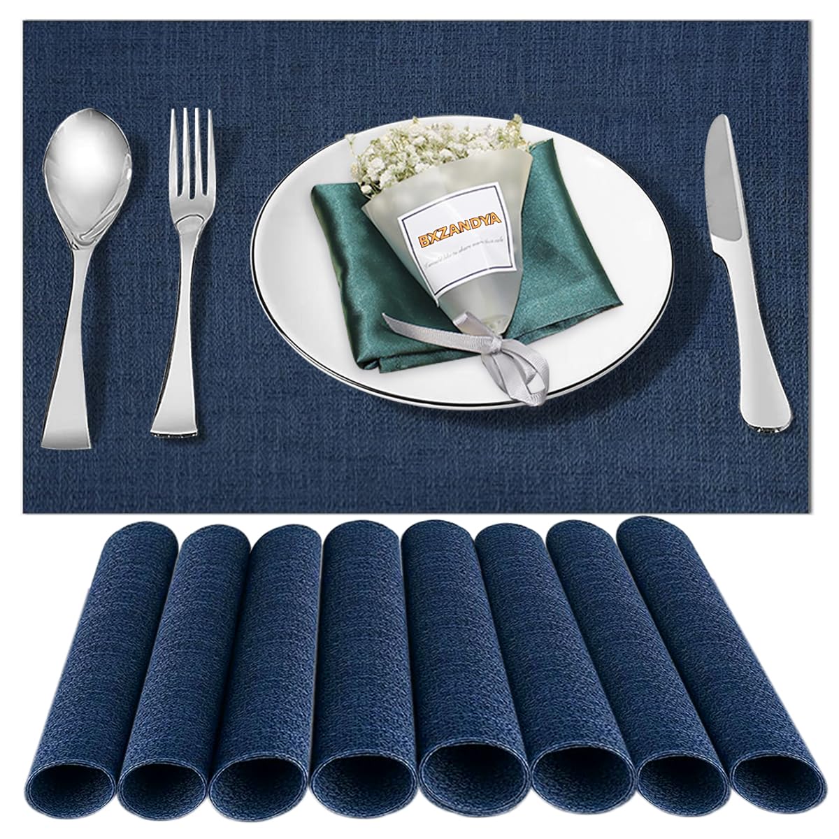 Beige Vinyl Placemats Set of 6,Washable Dining PVC Table Mats