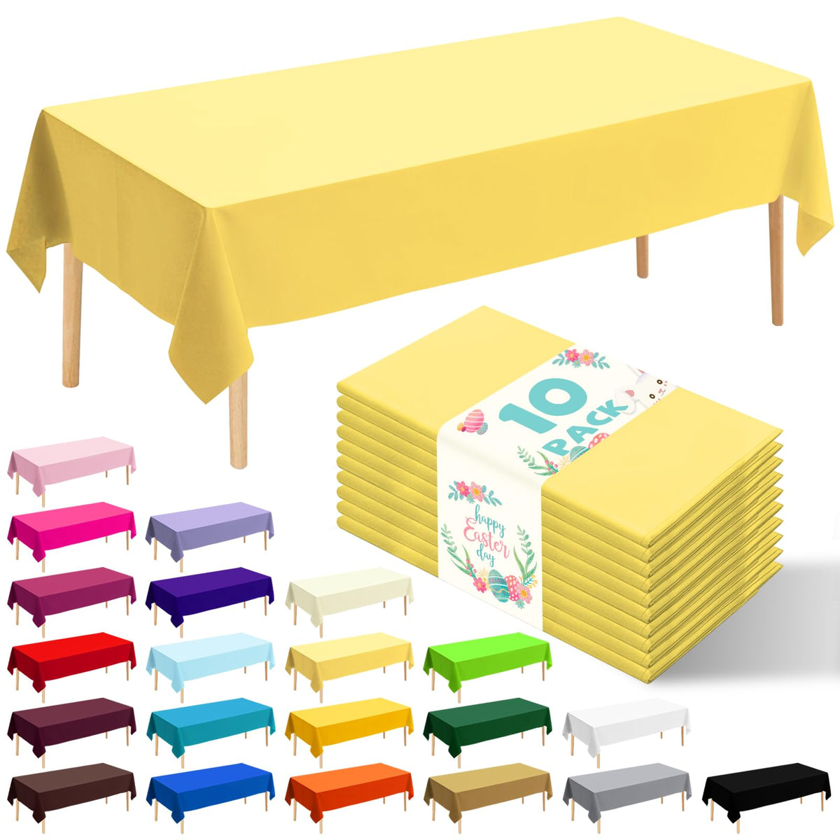 10 Pack Silver Grey Plastic Tablecloth 54x108 Inch Disposable Waterproof Rectangle Table Cover for Party Birthday Wedding Picnic Outdoor