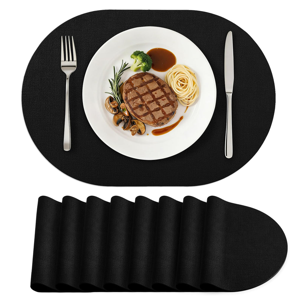 homing Heat Resistant Oval Placemats Set of 6, Light Grey
