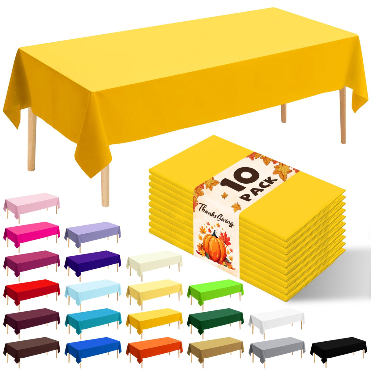 10 Pack Silver Grey Plastic Tablecloth 54x108 Inch Disposable Waterproof Rectangle Table Cover for Party Birthday Wedding Picnic Outdoor