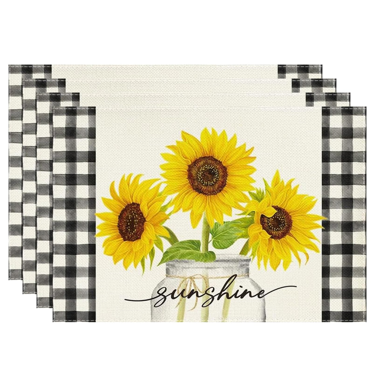 Niviy Placemats, Placemats Set of 4 Washable Place Mats, Green 12" x 18"