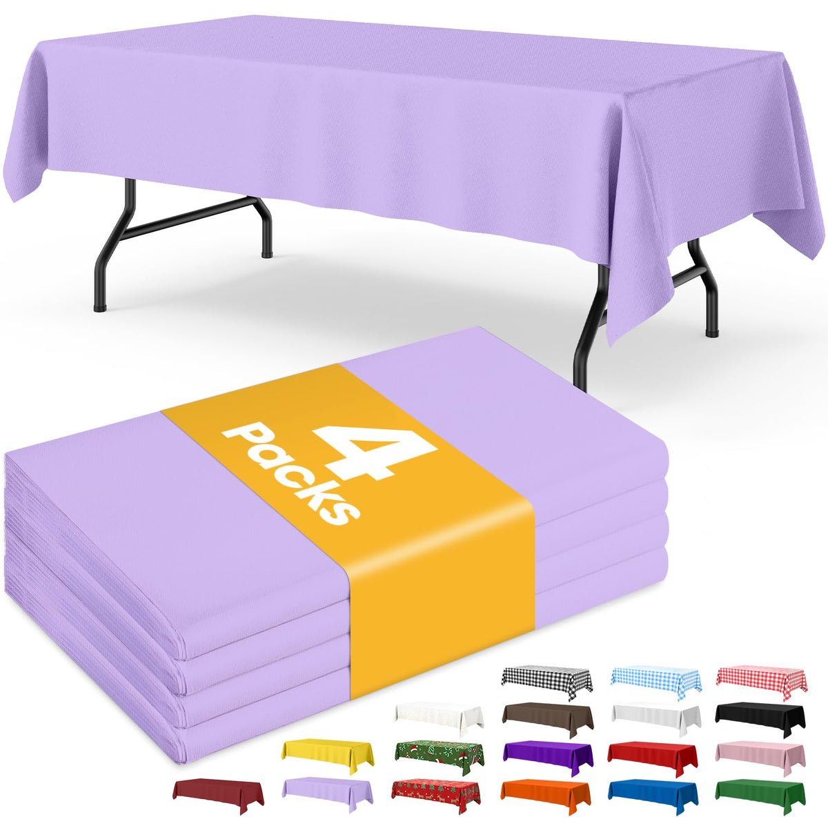 Niuara Ivory Plastic Table Cloth Disposable, 4 Pack, 54 x 108 in