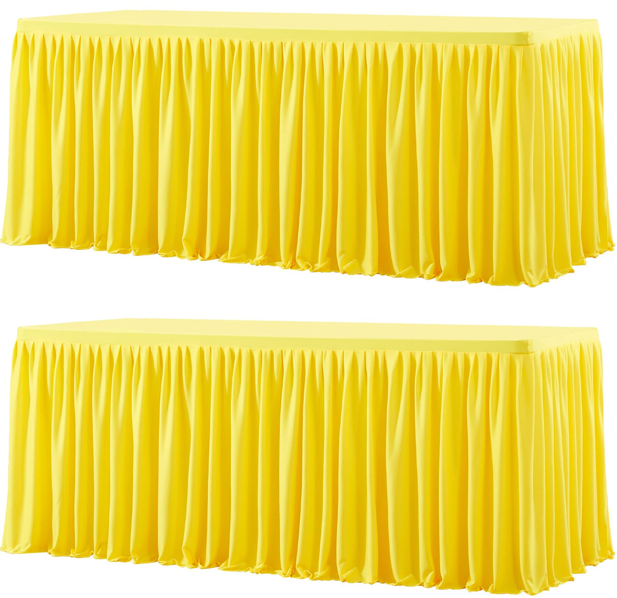 Wish Care 2 Pack Champagne Rectangle Table Clothes for 6 Foot Tables, Polyester Fitted Tablecloths 6t Stretch Table Cover for Wedding, Birthday, Parties, Trade Show, Craft Show