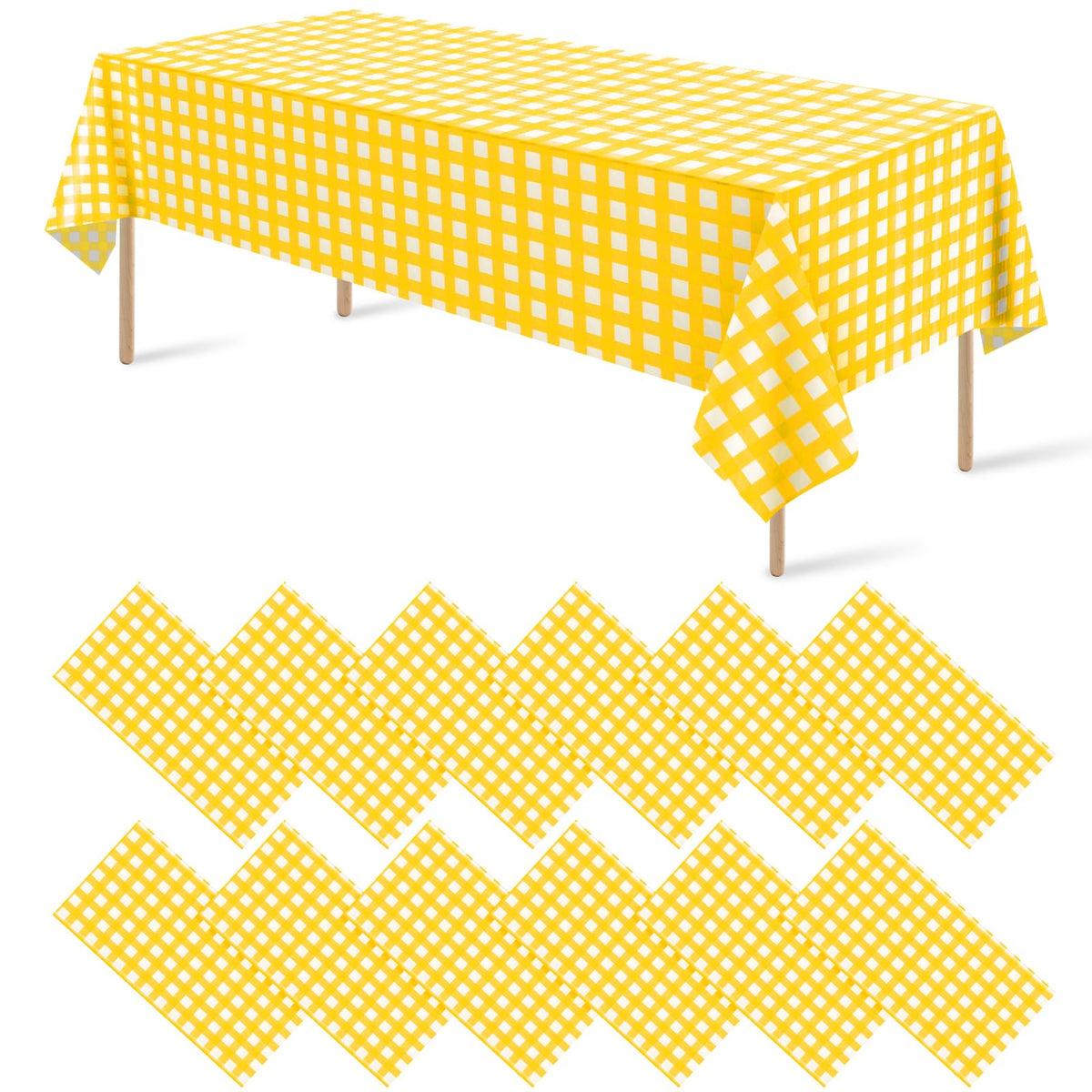12Pack Sage Green Plastic Checkered Tablecloth, Premium Decorative Disposable Sage Green Gingham Plaid Table Cloths for Parties, Rectangle Party Table Cover for Picnic Birthday Wedding, 54x108 Inch