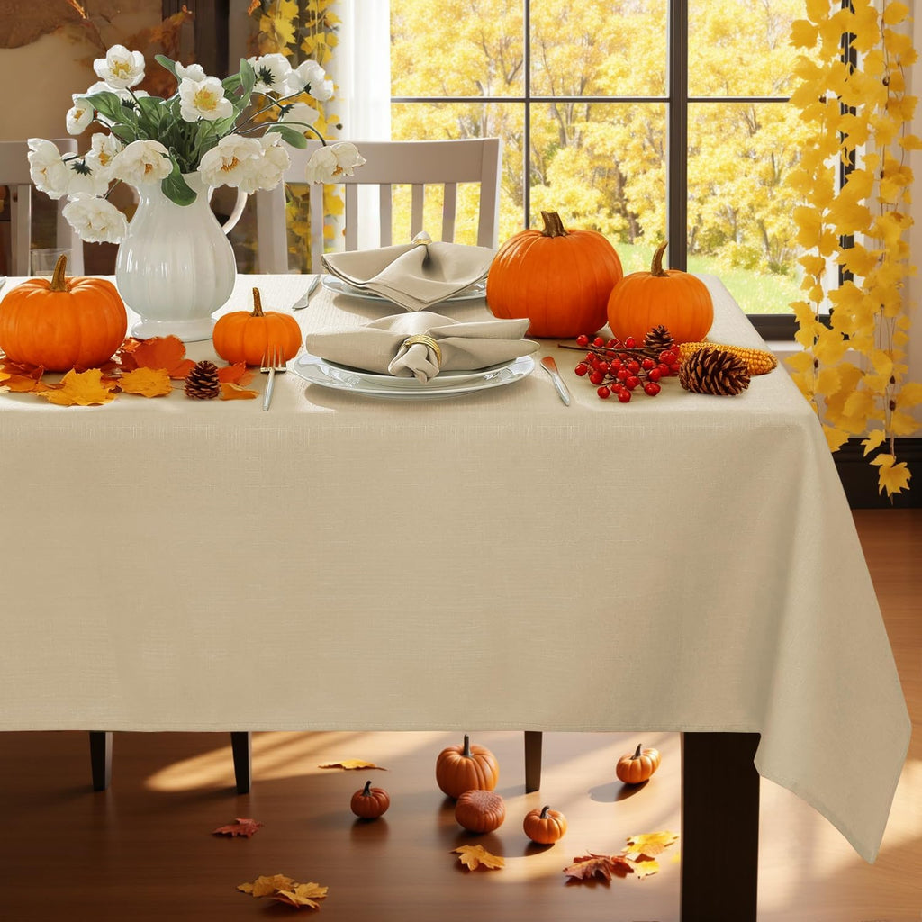 SASTYBALE Farmhouse Tablecloth Rectangle, Beige, 52" x 70", 2Pcs