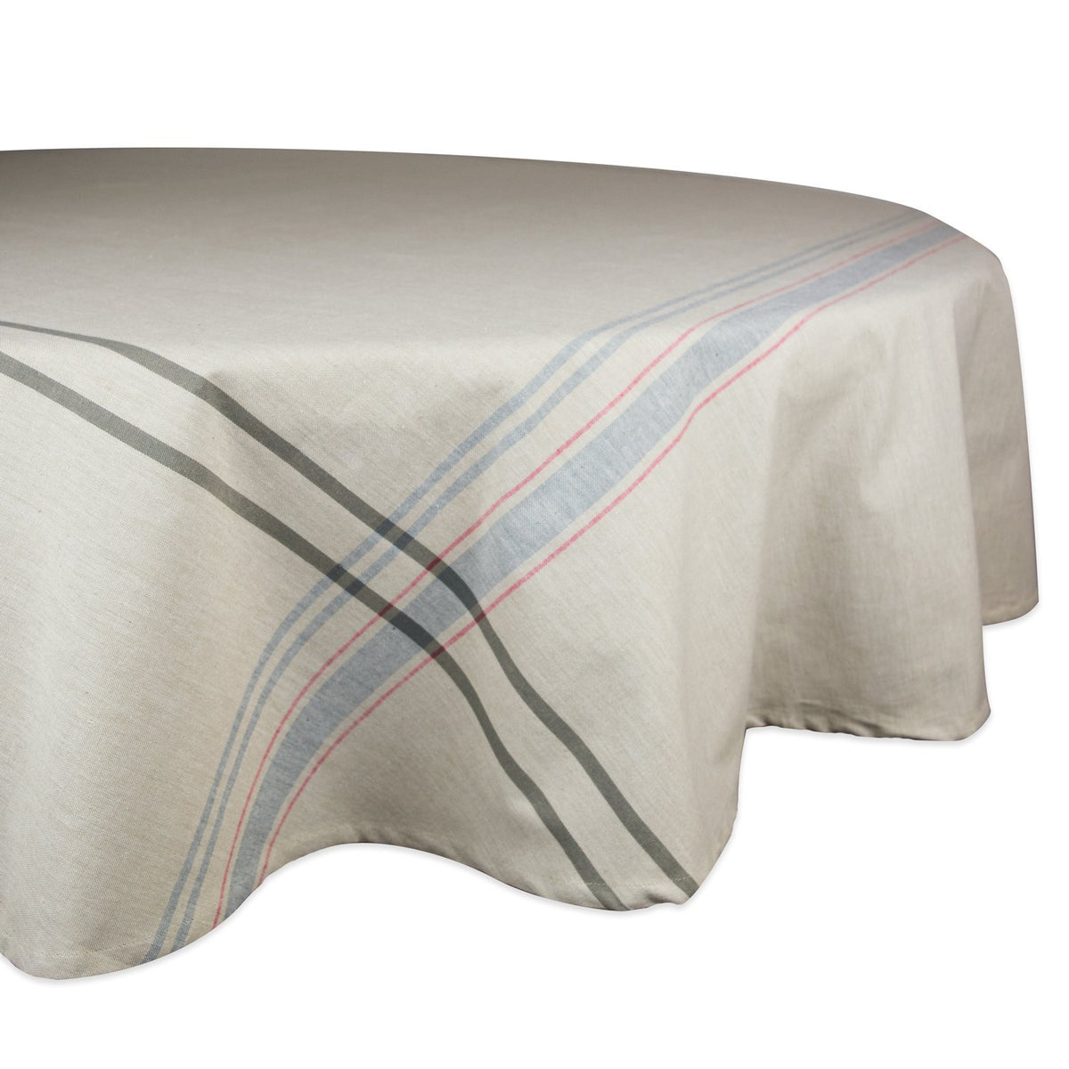 DII French Stripe Tabletop Collection Farmhouse Style Dining Table Linen Tablecloth, 60x84, Blue Chambray