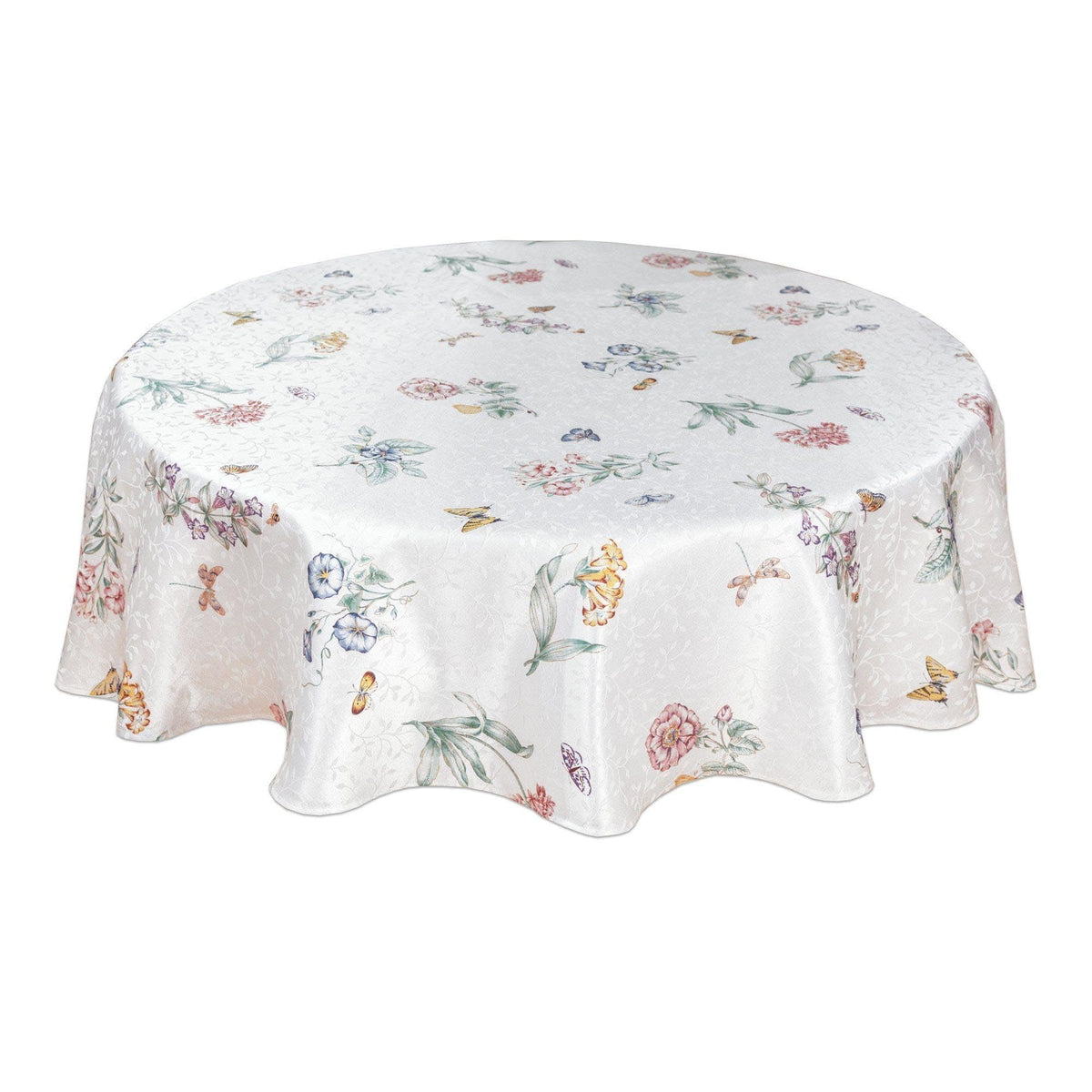 Lenox Butterfly Meadow Damask Tablecloth, Multicolor - 60" W x 84" L